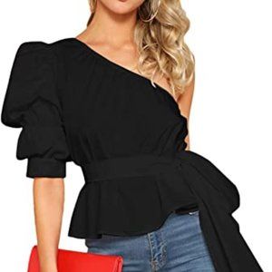 Black one shoulder blouse
